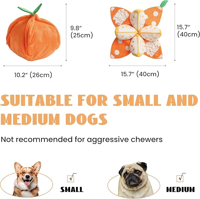 Nocciola Hide and Seek Plush Dog Toys, Orange Tangerine Interactive Dog Toy for Small Dogs, Puppy Squeaky Toy with Crinkle Papers, Puzzle Toy for Boredom, Nosework Pet Toy for Small Medium Dogs