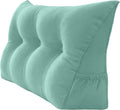 Triangular Reading Bed Rest Pillow Large Bolster Cushion Headboard Backrest Wedge Pillow with Removable Cover and Two Large Side Pockets (Turquoise, Twin: 39 x 8 x 20 inches)