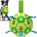 QDAN Dog Toys Soccer Ball - Durable Dog Balls with Strap for Medium Small Dogs, Puppy Birthday Gifts, Dog Tug Toy for Tug of War (8 Inch)