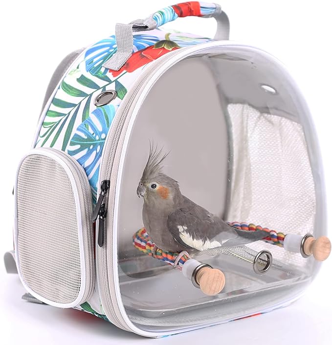 Bird Carrier Backpack with Rope Perch, Portable Bird Travel Carrier Backpack (Multi-Colored, Bird Carrier)
