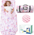 ACRABROS Toddler Nap Mat with Pillow and Blanket, Extra Large Rolled Napping Mats,Slumber Bags for Boys Girls,Kids Sleeping Bag for Daycare, Preschool Travel Camping,Mermaid