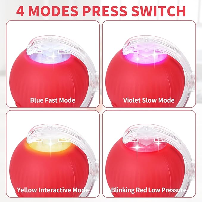 Interactive Rolling Cat Toys Balls, Automatic Cat Toy for Indoor Cats Interactive Balls Pet Moving Ball Interactive, Kitten Toys Moving Cat Toy Automatic Rolling for Dogs USB Rechargeable(Red)