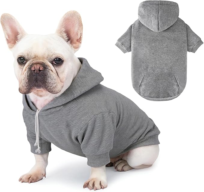Dog Basic Hoodie Ultra-Soft Dog Clothes Cold Weather Sweaters for Medium Large Dogs Breathable Cozy Fabric Pet Coat Warm Stylish Sweatshirt with Leash Hole Pocket Dogs Jacket for Cats Boys Girls