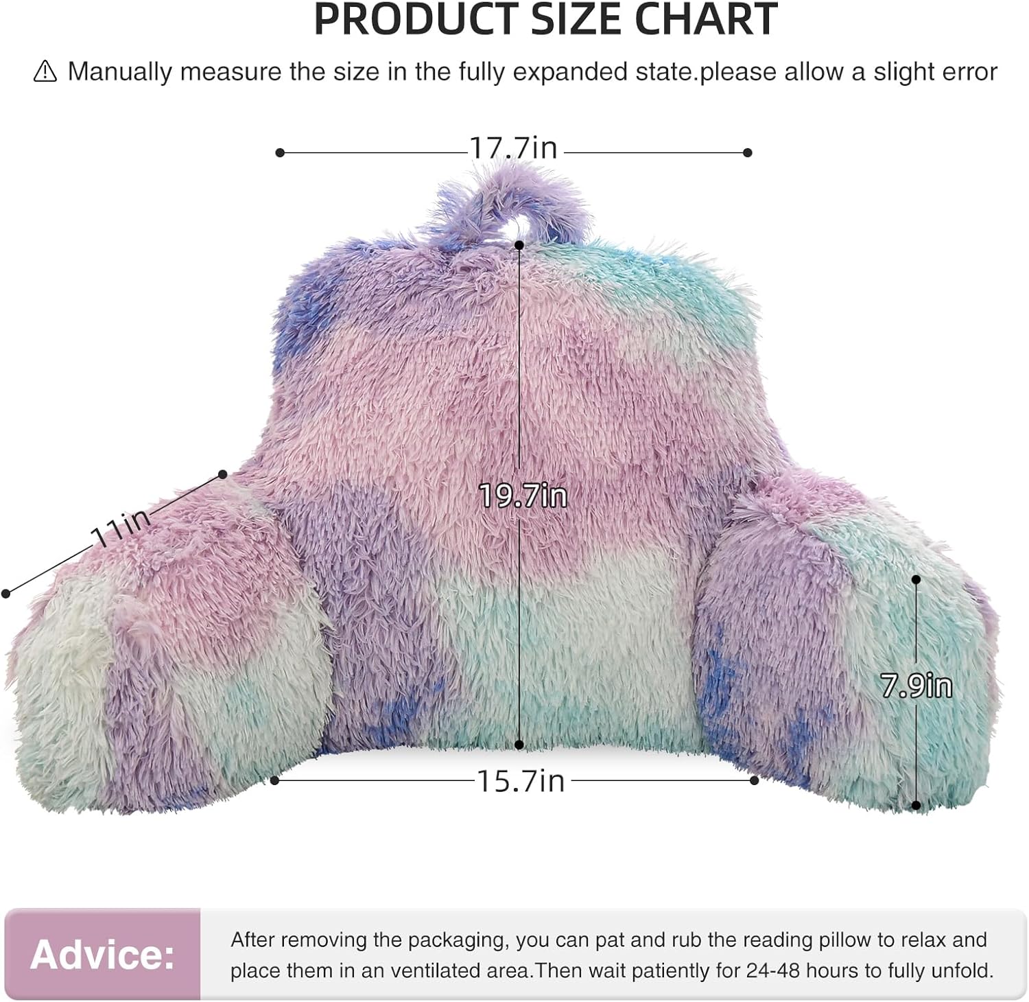 Aimuan Reading Pillow Bed Rest Wedge Large Adult Backrest Pillow with Arms Back Support for Sitting Up in Bed Cushion Incline Rest Sleeping Snoring Pillow, Blue-Purple, Large