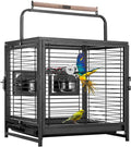 VIVOHOME 19 Inch Wrought Iron Bird Travel Carrier Cage for Parrots Conures Lovebird Cockatiel Parakeets Black