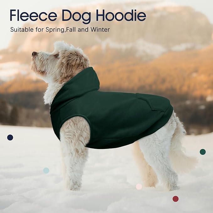 IECOii Warm Dog Hoodie for Large Dogs, Extra Large Dog Hoodie Fleece Vest with Leash Hole & Pocket, Big Dogs Sweatshirt for Giant Breed, Pullover Sleeveless Great Dane Sweater, Green, 4XL