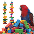Bird Toys for Parrot, 165 Pcs Colorful Multi-Shaped DIY Wooden Blocks Craft, Birds Cage Chewing Playing Training Toy for Large Cockatoos, Macaws, African Grey and Small Medium Parrots