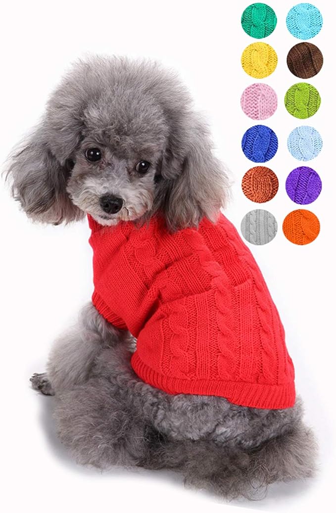 Dog Sweater, Warm Dog Sweaters for Small Dogs Medium Large Dogs, Cute Winter Classic Turtleneck Pet Sweater Cat Sweater Dog Clothes Coat Dog Christmas Sweaters for Girls Boys Dog Puppy Cat