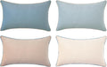 MONDAY MOOSE Decorative Throw Pillow Covers Cushion Cases, Set of 4 Soft Velvet Modern Double-Sided Designs, Mix and Match for Home Decor, Pillow Inserts Not Included (12x20 inch, Beige/Light Blue)