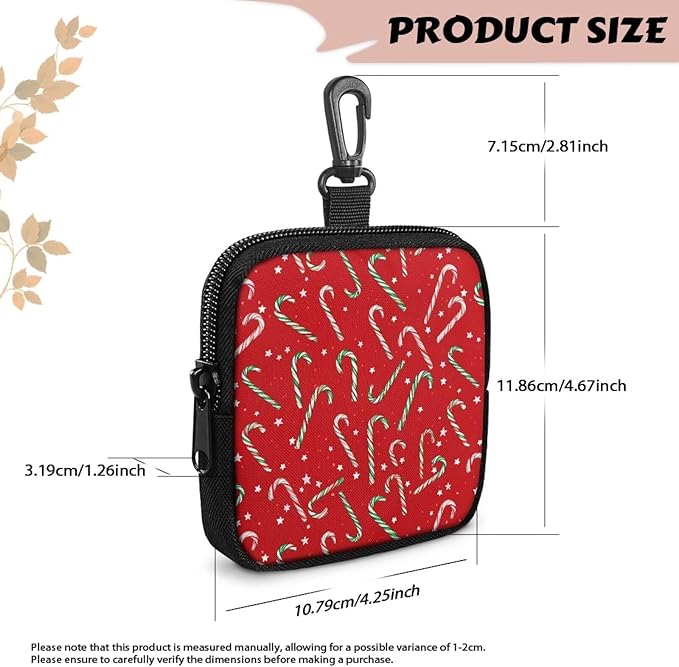 KEIAHUAN Christmas Dog Treat Bags Candy Cane Print Pet Treat Pouch for Training Small Portable Dogs Walking Bag Holder for Kibbles Pet Food Toy Puppy Trainner Essentials Supplies