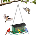 Bird Feeder for Outdoor Hanging, Large Squirrel Proof Birdfeeders with 14 Feeding Ports - Heavy Duty Metal Bird Feeders for Large Capacity Outside Hanging, Green