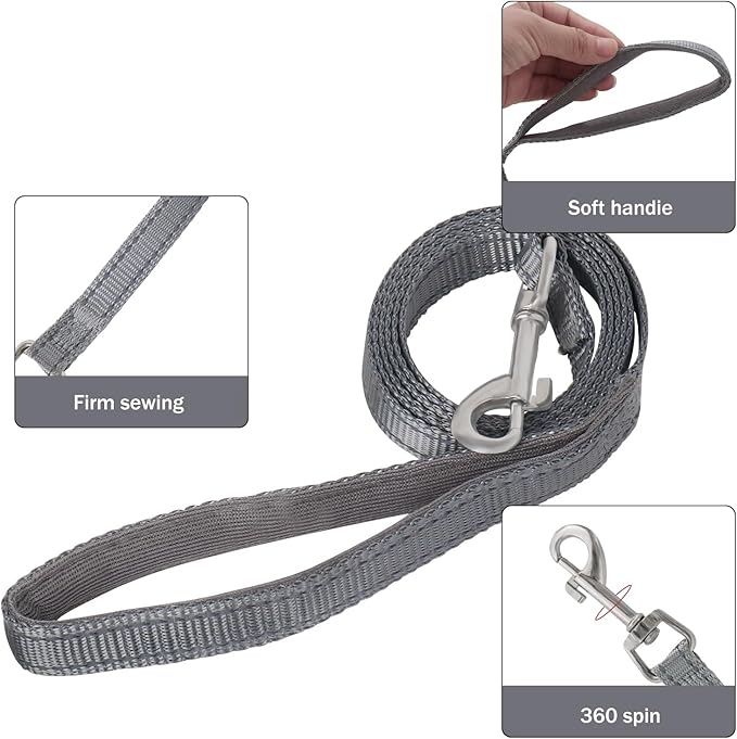 YIMEIS Dog Harness and Leash Set, No Pull Soft Mesh Pet Harness, Reflective Adjustable Puppy Vest for Small Medium Large Dogs, Cats (Gray, Medium (Pack of 1)