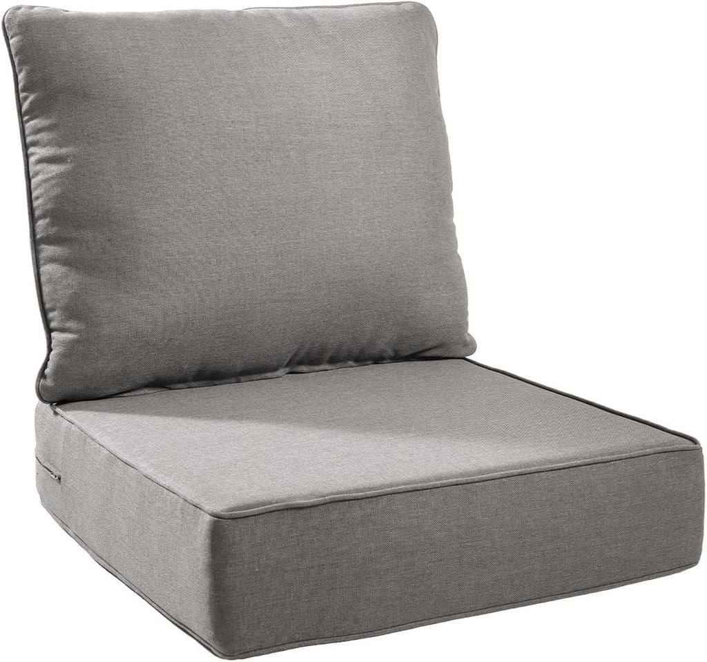 6" Thick Outdoor Chair Cushions - 22"* 24" Patio Furniture Cushions with Water Resistant & Removable Cover, 28D High Density Sponge Patio Cushion for Outdoor Furniture Couch Chair Grey