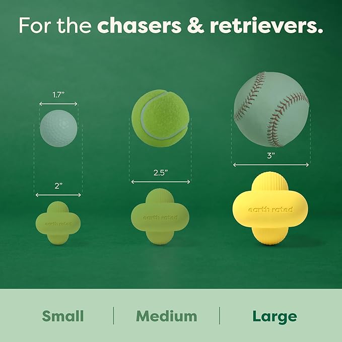 Earth Rated Dog Ball, Interactive Fetch Toy for All Breeds, Comes in Multiple Sizes, Made with Natural Rubber, Perfect for Indoor and Outdoor Use, Large, Yellow