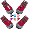 QUMY 4PCS Dog Boots for Large Dogs, Medium Dog Shoes & Paw Protectors for Hot Pavement, Summer Heat Protection, Mesh Breathable Nonslip Dog Booties for Hardfloors, Walking Running Hiking Red Size 1
