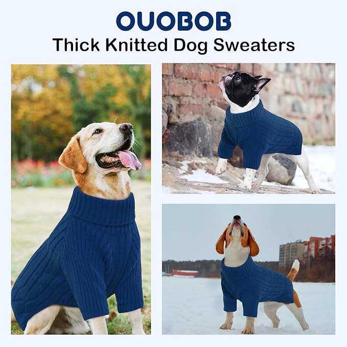 XXL Dog Sweaters for Extra Large Dogs, Warm Winter Fall Dog Sweaters for Dog Girls Boys, Turtleneck Dog Knitwear, Doggie Christmas Sweater,Pet Sweatshirt Clothes Outfit Knit Labrador (Blue XXL)
