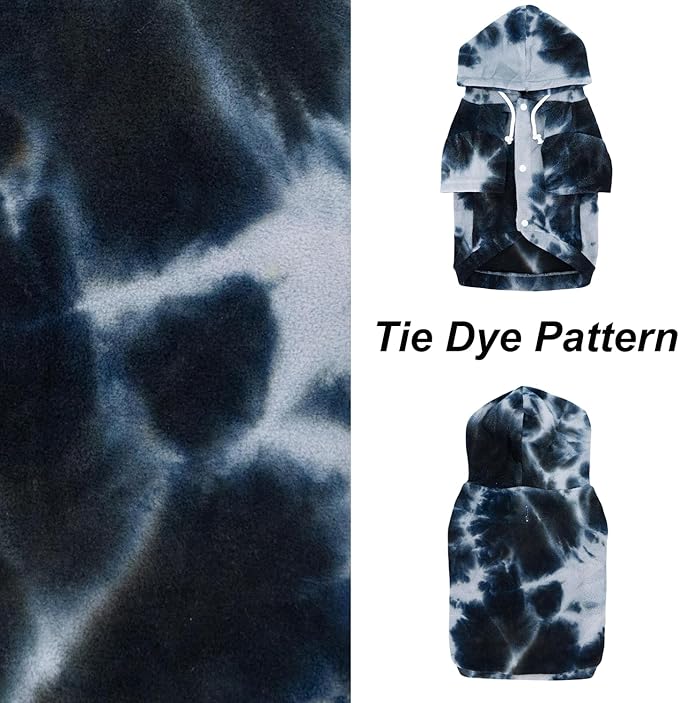 Mklhgty Tie Dye Dog Hoodie, Winter Coat for Small Dogs - Ultra-Soft Adjustable Warm Hood, Breathable Comfort Fabric for Daily Use