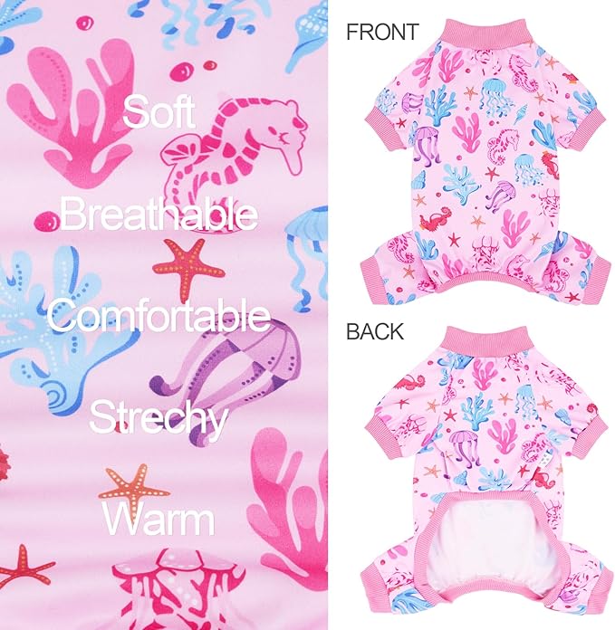 XPUDAC 4 Pack Dog Pajamas Soft Strechy Summer Dog Pjs Puppy Clothes for Small Medium Dogs Boy Girl Cat Pet Outfits, M