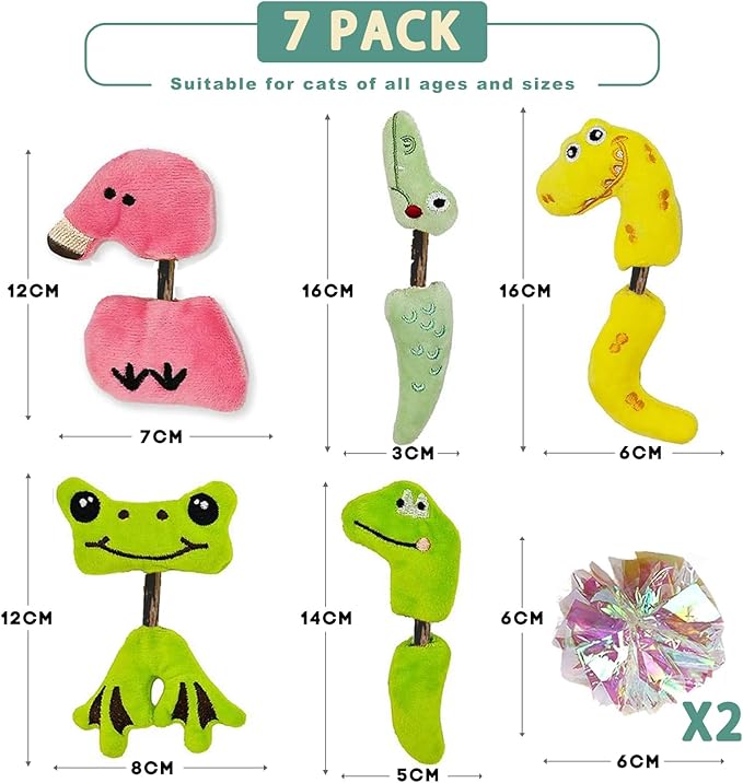 Matatabi Silvervine Sticks Cat Toys for Indoor Cats, Cat Dental Toy for Kitten Teeth Cleaning, Crinkle Sound Catnip Toys