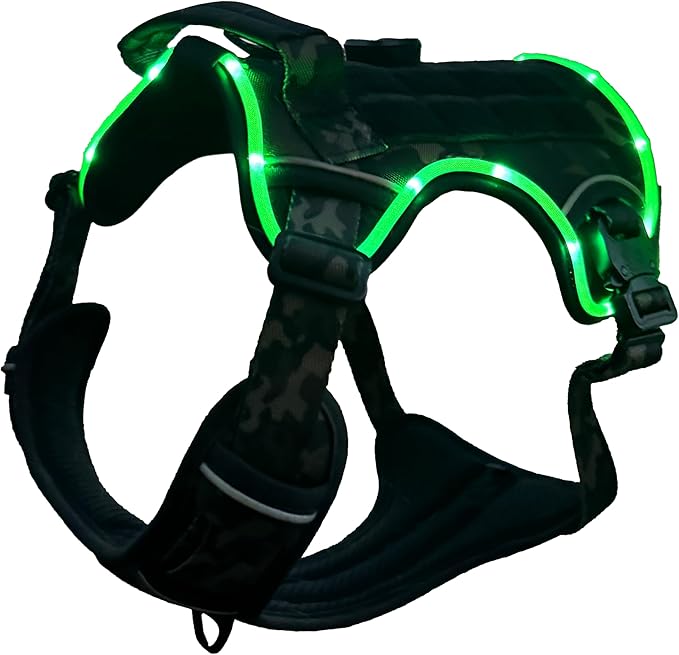 Ragnarok Multicam Black Tactical Dog Harness with LED Light, Durable Luxury Vets, MOLLE Panels, Service Dog Vest Small, Medium, XL, XXL Dogs