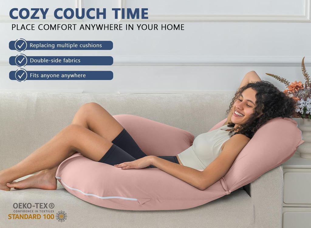 INSEN Reading Pillow, Back Pillow for Sitting in Bed and Couch, Gaming Pillow for Adults, Sit Up Support for Bed (Cooling Cotton-Apricot, Basic)