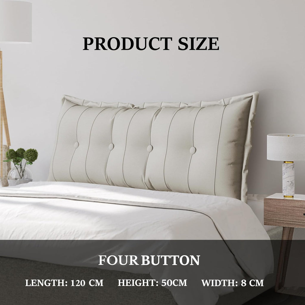 Large Bolster Reading Pillow Queen Backrest Positioning Support Pillow Daybed Cushion Headboard Pillows for Bed Bunk Sofa with Removable Cover, White, 59x3x20 Inch