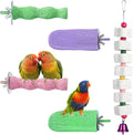 5 Pcs Bird Beak Grinding Stone and Bird Chewing Toy,Parrot Beak Grinding Calcium Stone with Bells,Cage Toys for Budgies,Parakeets,Cockatiels