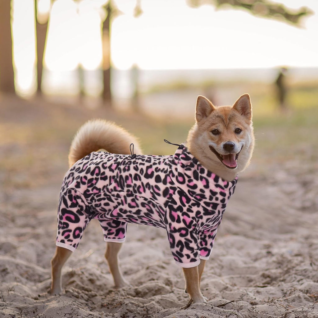 ROZKITCH Dog Winter Coat Soft Fleece Pullover Pajamas, Pet Windproof Warm Cold Weather Jacket Vest with Luminous Zipper, Jumpsuit Apparel Outfit Clothes for Small Medium Large Dog L-Pink M