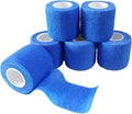 6 Pack 2" x 5 Yards Self Adhesive Bandage Wrap Breathable Cohesive Vet Wrap for Pets, Elastic Self-Adherent Tape for Sports, Wrist, Ankle (Blue)