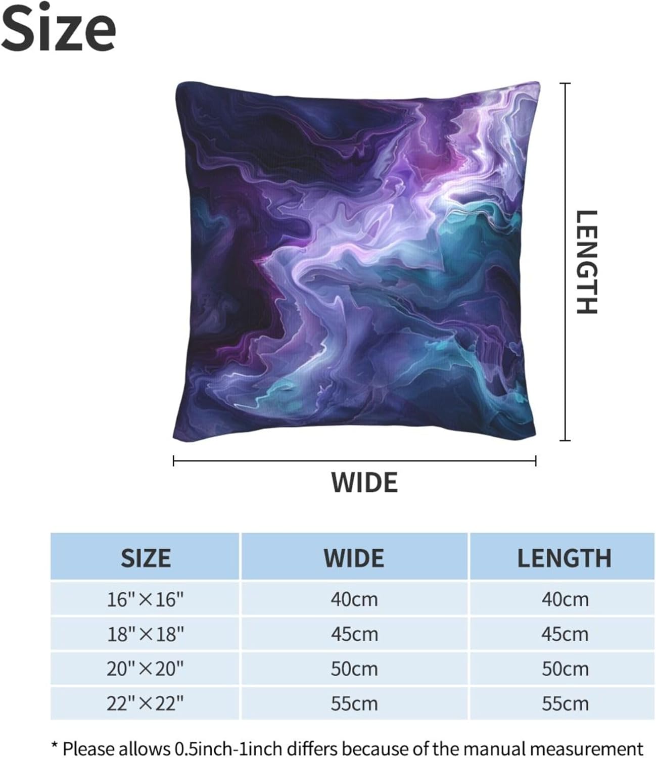 Purple Teal Turquoise Galaxy Nebulous 16x16 inches Throw Pillow Covers Cozy Square Pillowcases Home Decor for Bed Couch Sofa Office Living Room Cushion Covers