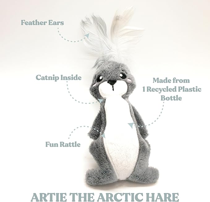Cat Toys | Plush Toy Arctic Hare Cat Toys for Indoor Cats | Eco Friendly Toy Made from Non Toxic Materials