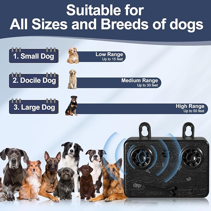 Anti Barking Devices for Dogs, Ultrasonic Dog Bark Control Devices with 3 Modes, 50FT Bark Box Dog Barking Deterrent Devices, Dog Barking Silencer Indoor & Outdoor Safe S