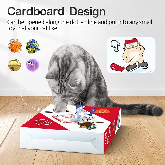 Migipaws 5-in-1 Interactive Cat Toy,Motion Activated Indoor Playset with Automatic Pop Bounce Cat Ball,Detachable Feather Wand, Rechargeable