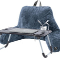 Nestl Fur Reading Pillow with Laptop Lap Desk, Stylish Back Pillow for Sitting Up, Lap Desk with Reading Pillows for Sitting in Bed Adult & Kids, Faux Fur Chair Pillow with Arms - Blue