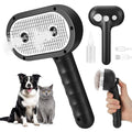 Cat Steam Brush for Grooming and Shedding for Long and Short Hair Pets Deshedding and Hair Removal tool for Dogs & Cats Self Cleaning 4 in 1 Massaging Pet Spray Spritz Defur Comb