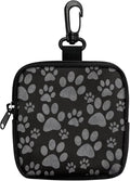 KEIAHUAN Paw Print Small Black Treat Pouch for Dog Training Hands-Free Training Dog Treat Pouch Portable Puppy Snack Bag for Treat for Walking Hiking Traveling, Zipper Closure, Black