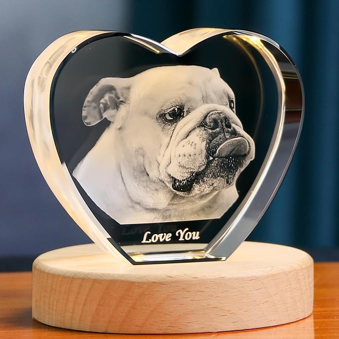 3D Photo Crystal,Pet Memorial Gift for Dogs Or Cats, Dog Memorial Gifts for Pet Owners,Personalized Crystal Picture Frame,Customized Photo Gifts