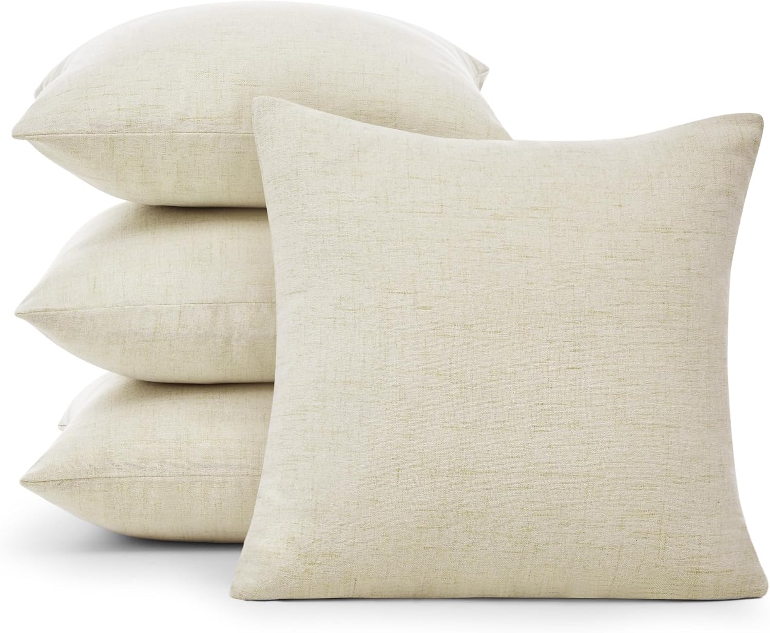 Deconovo Pillow Covers 18x18, Throw Pillow Cover, Faux Linen Decorative Pillow Covers for Throw Pillows, Pillow Cases Standard Size for Home(18 x 18 Inch, Cream, Set of 4, No Pillow Insert)