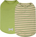KYEESE 2Pack Dog Shirts Striped T Shirt Cotton Tank Top Soft Tee for Small Dogs Lightweight Clothes Sleeveless Dog Vest, Medium,Green+Striped