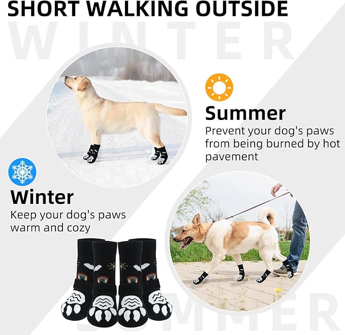PUPTECK 2 Pairs Anti-Slip Dog Grip Socks for Hot/Cold Pavement, Traction Shoes for Senior Dogs Hardwood Floors Control, Boots with Grippers to Prevent Licking Paws Protectors Booties Outdoor