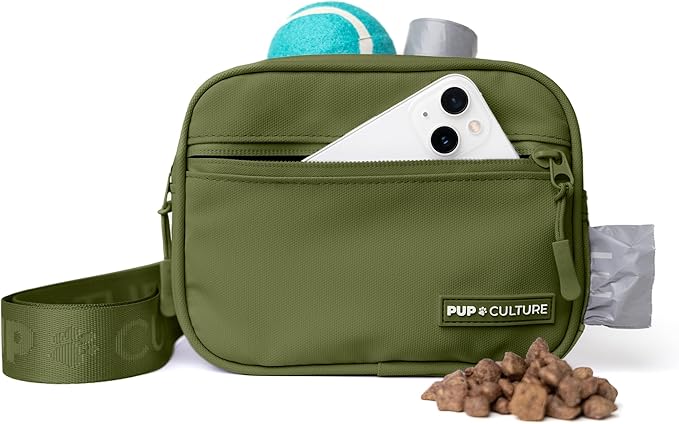 Pup Culture Dog Treat Pouch with Poop Bag Dispenser and Removable Treat Pouch | Cross Body Dog Walking Bag | The Perfect Puppy Training Tool and Even Better Gift