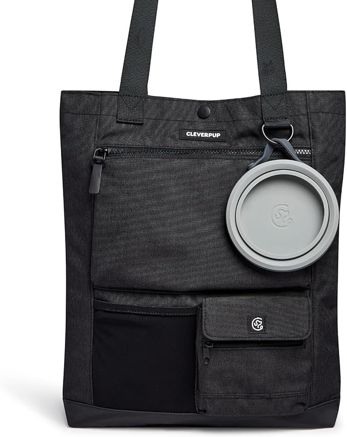 Park Pack 2-Piece Set Dog Gear Tote – Dog Travel Bag with 8 Pockets, Treat Pouch, Poop Bag Dispenser, Quick-Dry Ball Pocket, Collapsible Bowl, Perfect for Walks & Park Trips, Graphite