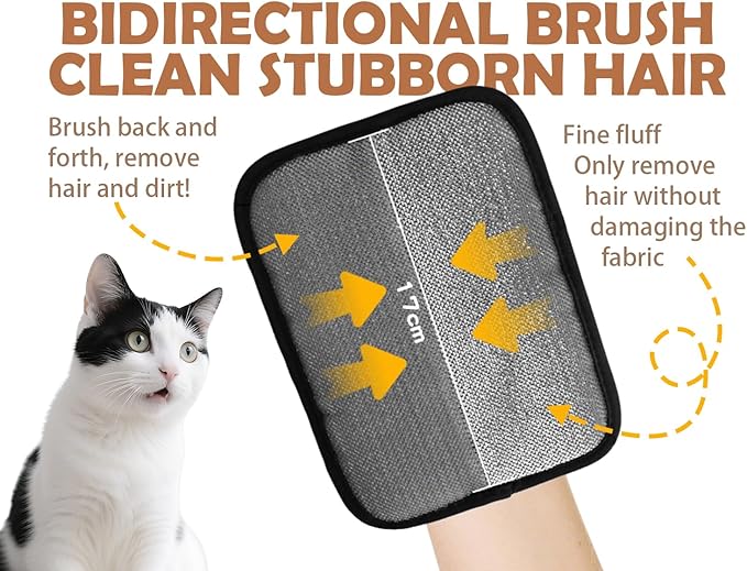 New Upgraded cat Hair Cleaner, Upgraded efficient pet Hair Grooming Gloves, Suitable for Dog and cat Hair Removal Tools on Sofas, Carpets, Clothes, Curtains [Black and red]