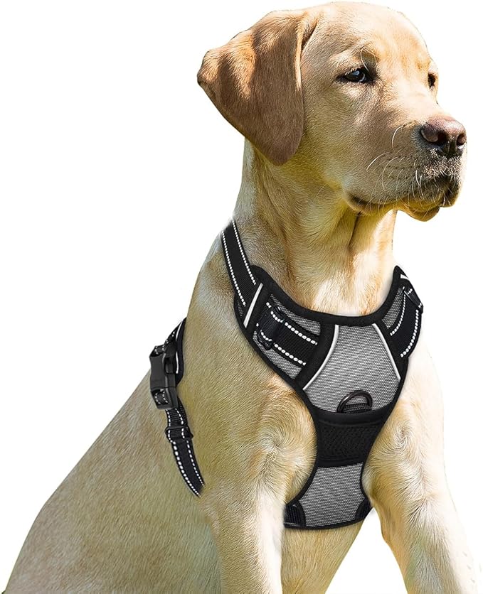 BARKBAY No Pull Dog Harness Front Clip Heavy Duty Reflective Easy Control Handle for Large Dog Walking(Dark Grey,XS)