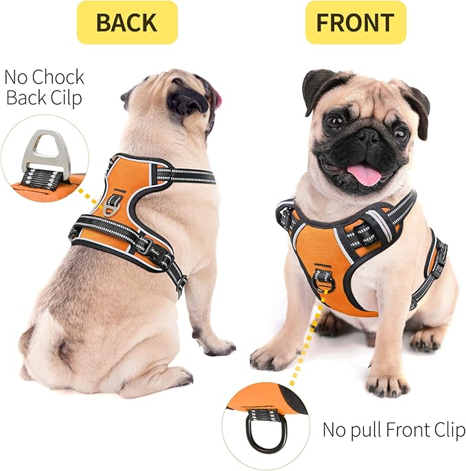HEELE Dog Harness Harness for Small Dogs No Pull Dog Vest Harness for Small Dog with Soft Padded Handle Reflective for Outdoor Training, Orange, S