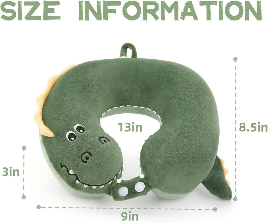Niuniu Daddy Crocodile Kids Travel Neck Pillows for 3-8 Years Old, Soft Memory Foam Neck Support Pillows for Airplane, Car Seat, Travel Essentials for Kids Children Boys Girls Road Trip Sleeping