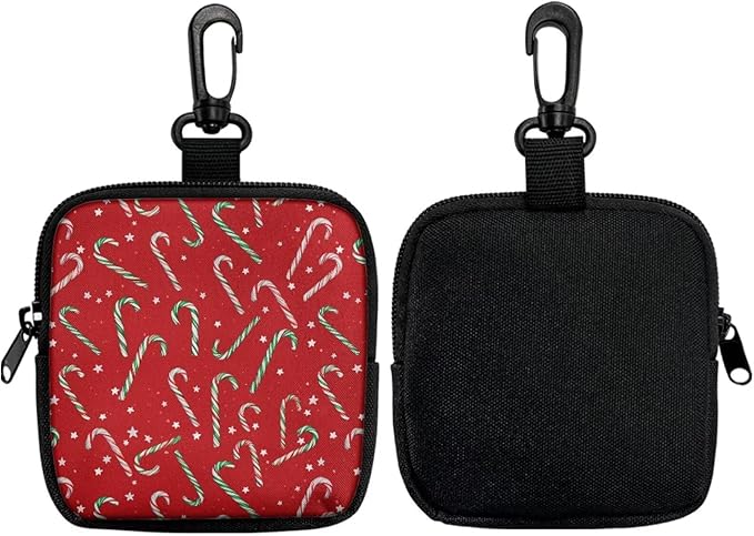 KEIAHUAN Christmas Dog Treat Bags Candy Cane Print Pet Treat Pouch for Training Small Portable Dogs Walking Bag Holder for Kibbles Pet Food Toy Puppy Trainner Essentials Supplies