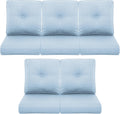 Patio Chair Cushions 5 Packs - Outside 22x24 High Back Water-Resistant Cushion with Zipper Cover for Outdoor Glider Rocking Chairs Loveseat 3-seat Couch Sofa – Baby Blue/Buckle