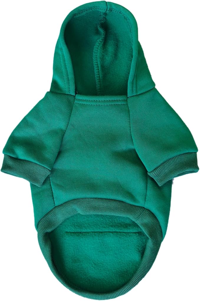 Jecikelon Winter Dog Hoodie Sweatshirts with Pockets Warm Dog Clothes for Small Dogs Chihuahua Coat Clothing Puppy Cat Custume (Green, Large)