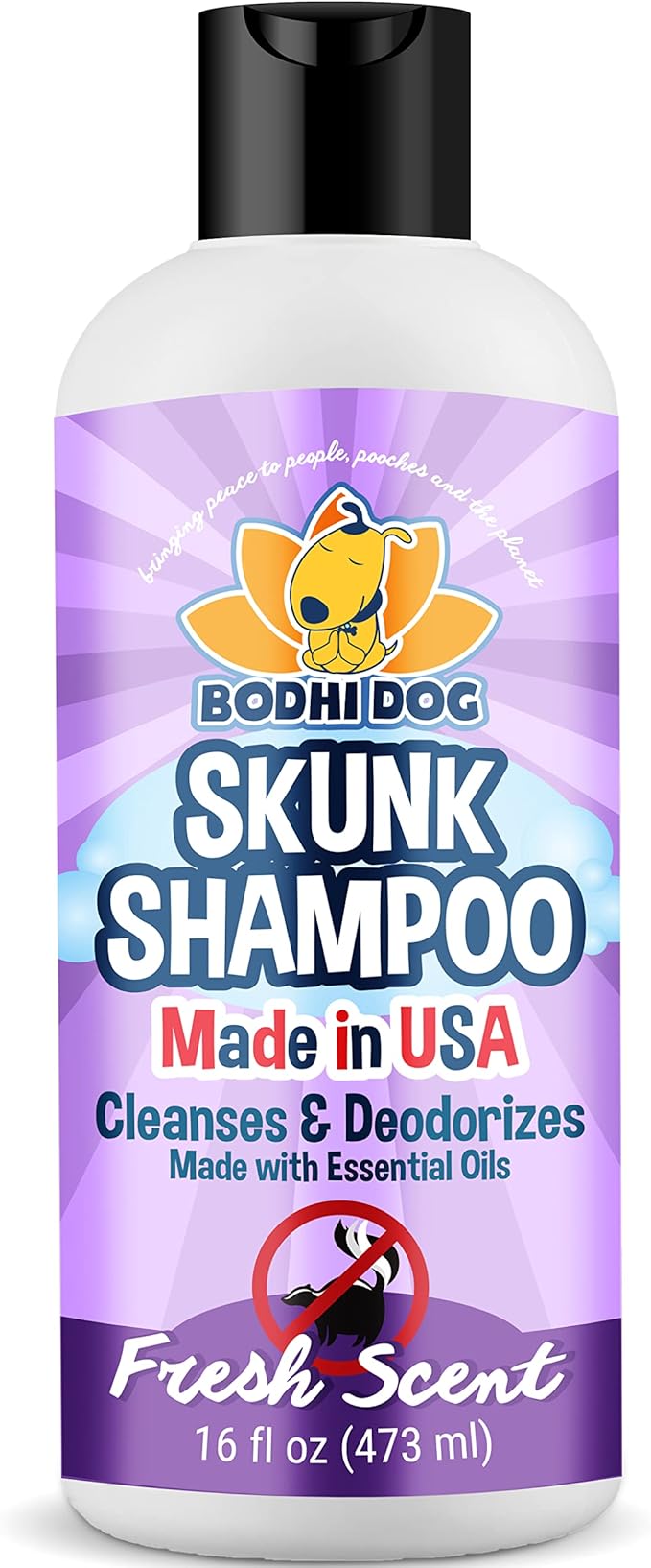 Bodhi Dog Skunk Shampoo - Odor Remover with Essential Oils for Dogs & Cats - Cleans, Deodorizes & Eliminates Skunk Smell - Gentle on Skin & Suitable for Pets of All Sizes - Made in USA (16 Fl Oz)